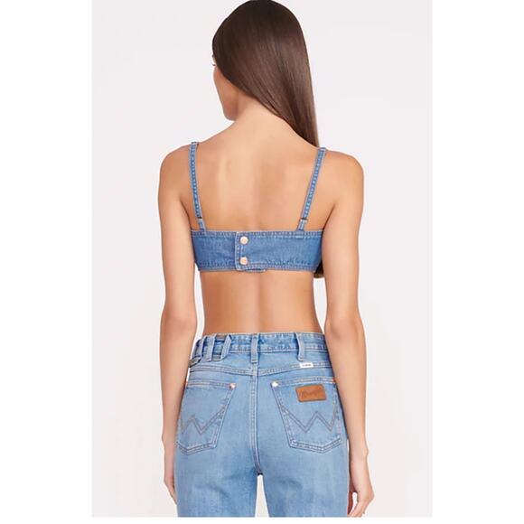 Wrangler + STAUD The Jean Cropped Denim Top Sexy Women's M New - Picture 6 of 15